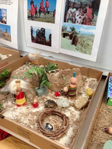 Diorama of a Maasai camp